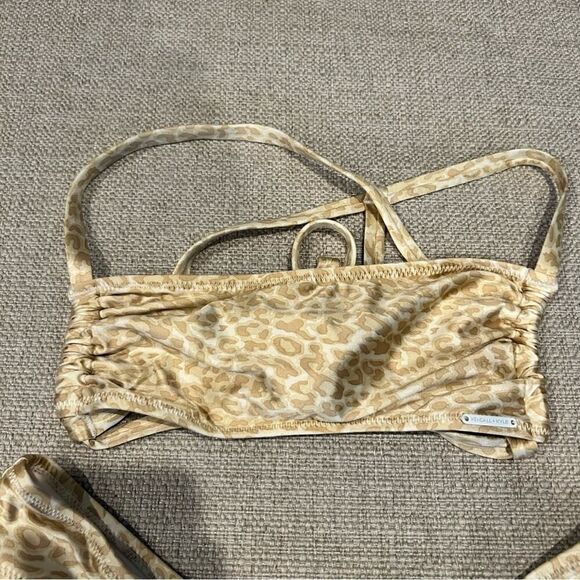 Kendall & Kylie Women’s Gold Rouched Bandeau Bikini Top/ Bottom Size L NWT - Picture 10 of 16